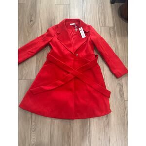 NEW Kate Kasin Women A Line Peacoat Dress Coat Belted Notch Lapel Overcoat